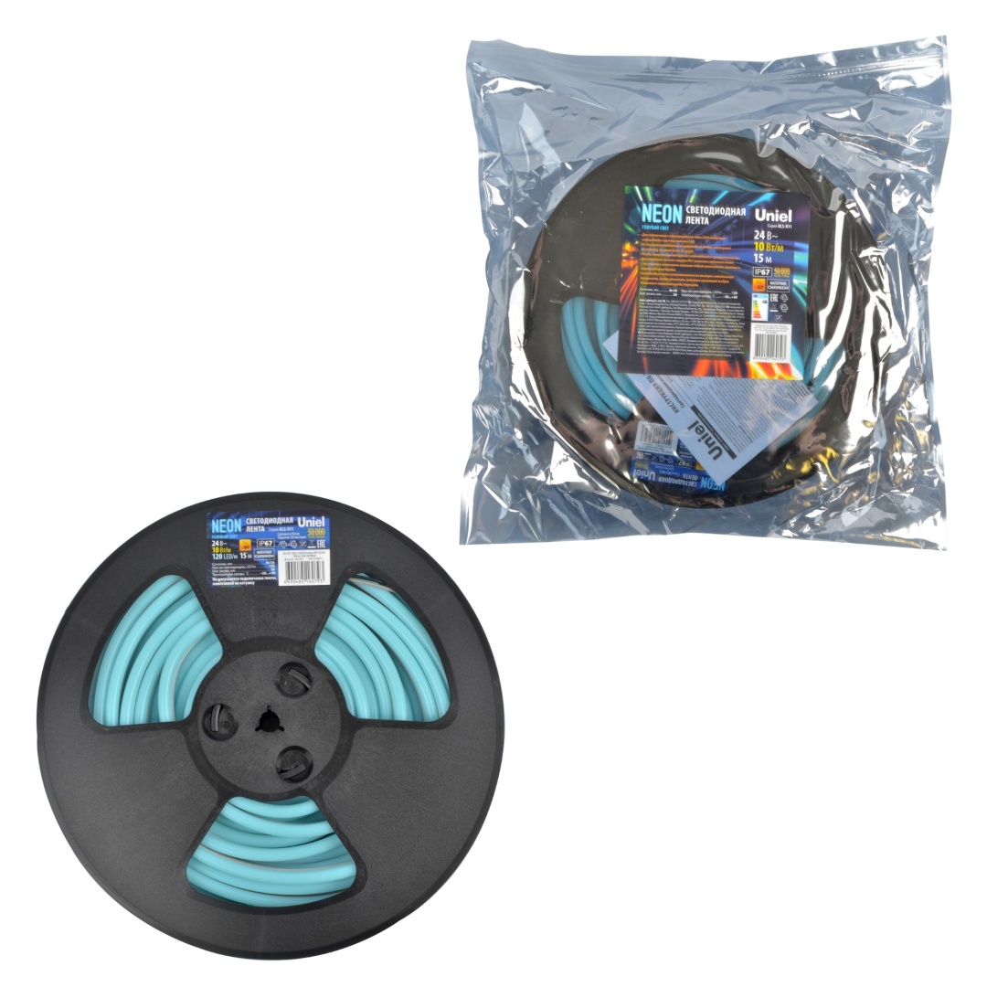 ULS-N11-2835-120LED/m-8mm-IP67-DC24V-10W/m-15M-LIGHTBLUE катушка в герметичной упаковке  в Москве 