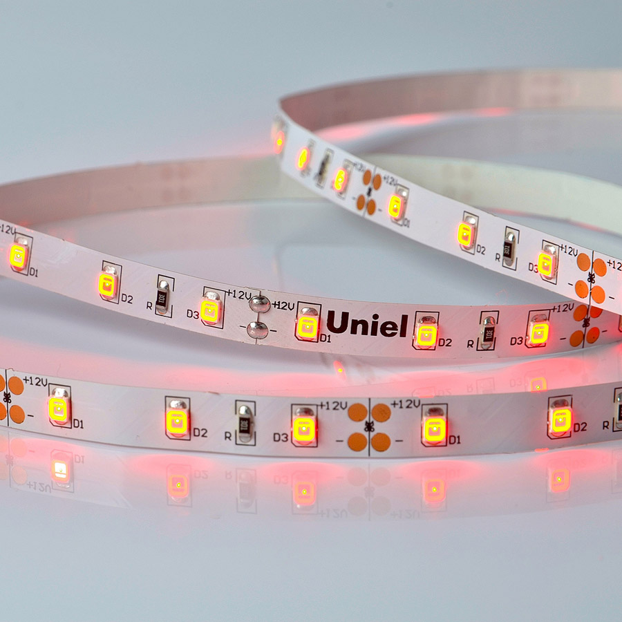 ULS-M11-2835-60LED/m-8mm-IP20-DC12V-4,8W/m-5M-RED PROFI катушка в герметичной упаковке  в Москве 