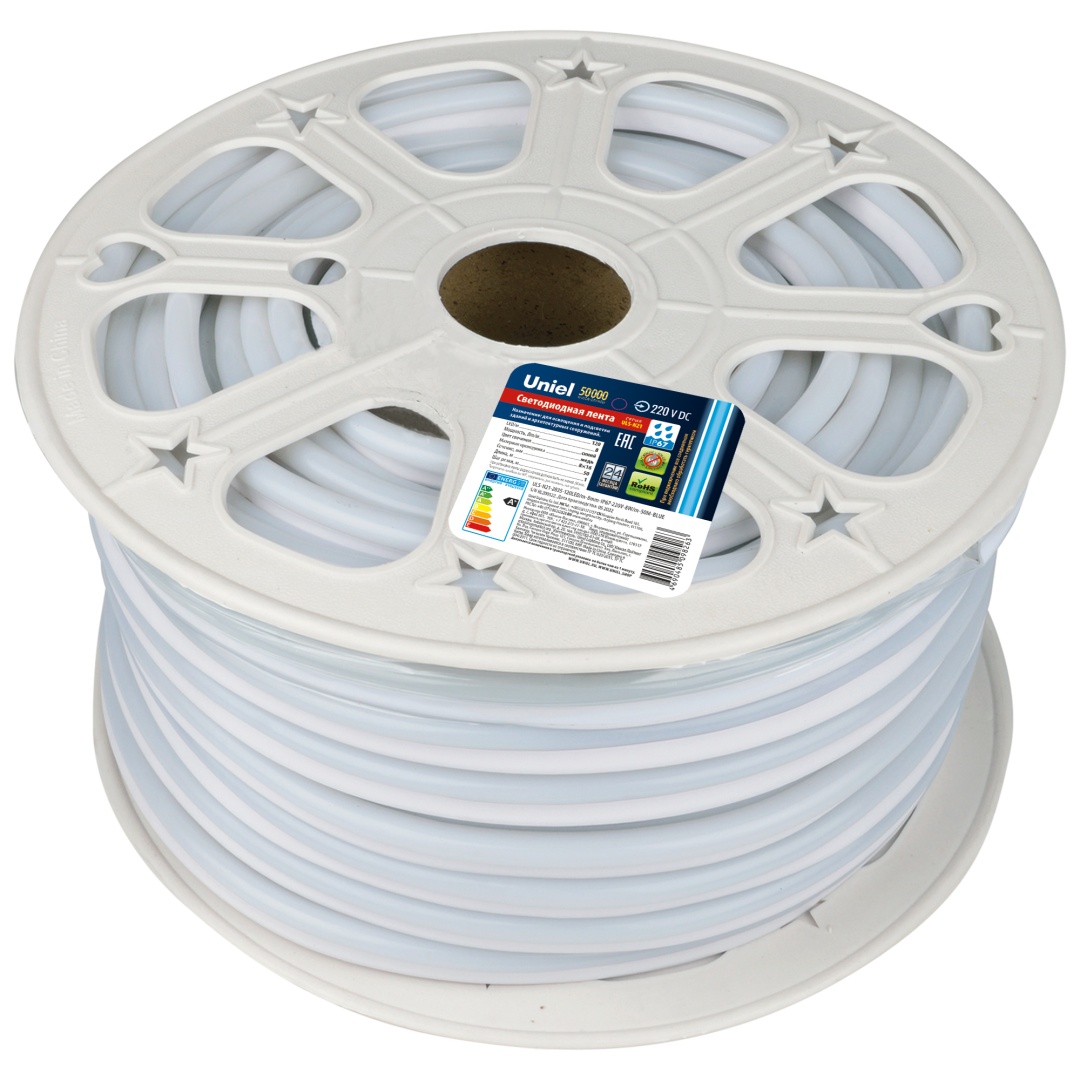 ULS-N21-2835-120LED/m-8mm-IP67-220V-8W/m-50M-BLUE бобина  в Москве 