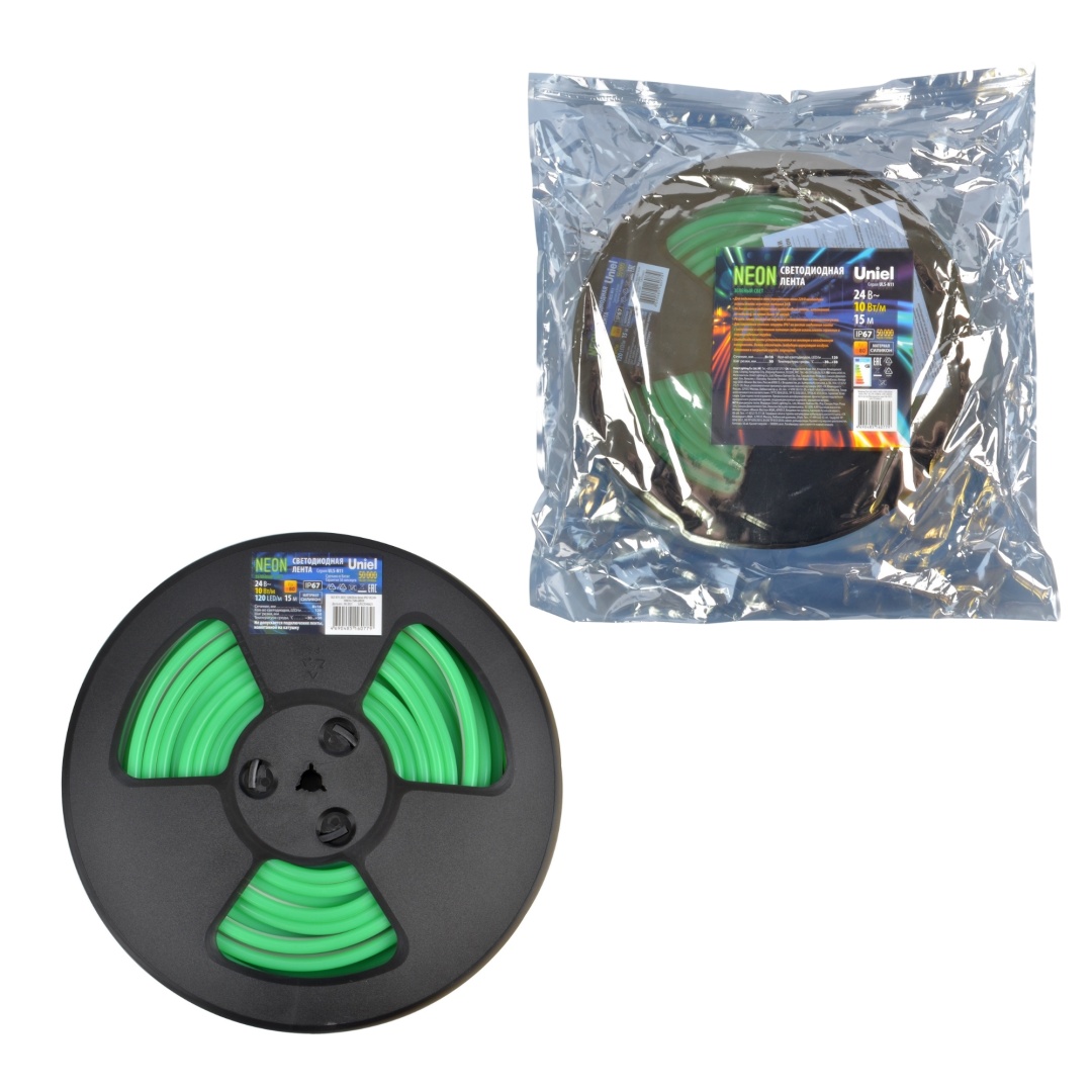 ULS-N11-2835-120LED/m-8mm-IP67-DC24V-10W/m-15M-GREEN катушка в герметичной упаковке  в Москве 