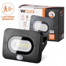 Светодиодный прожектор WFL-20W/05s с датчиком движения 5500K 20 Вт LED IP65 1600 Лм 1/40 Wolta - WFL-20W/05s