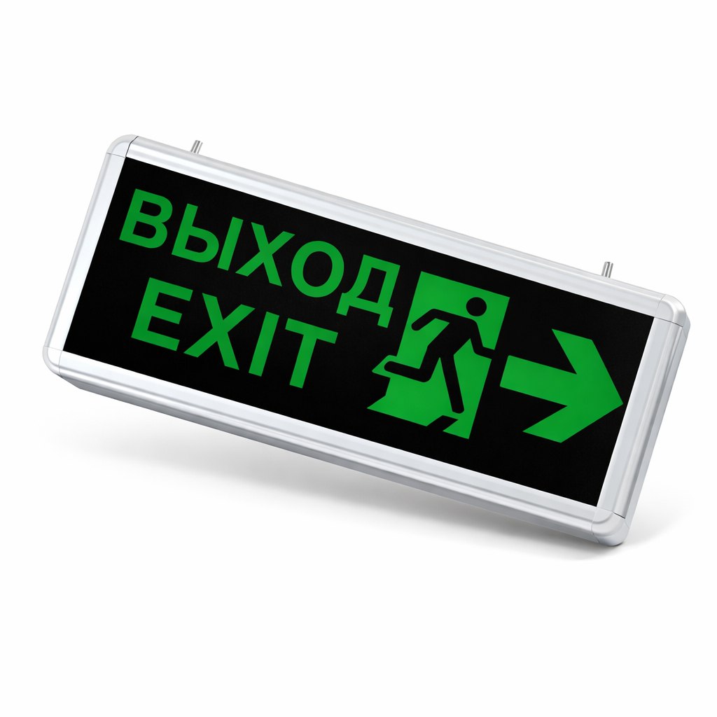 Аккумуляторный светодиодный указатель «Выход» со стрелкой Шторм-АВР-Выход-S