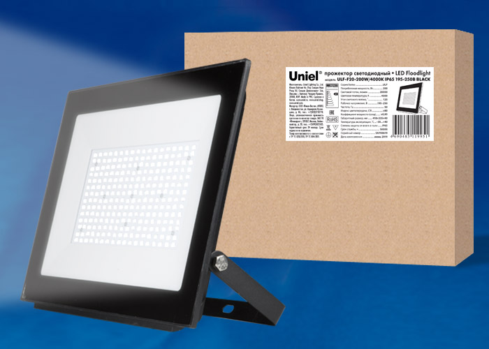 ULF-F20-200W/4000K IP65 195-250В BLACK  в Москве 